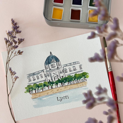 Carte postale à l'aquarelle